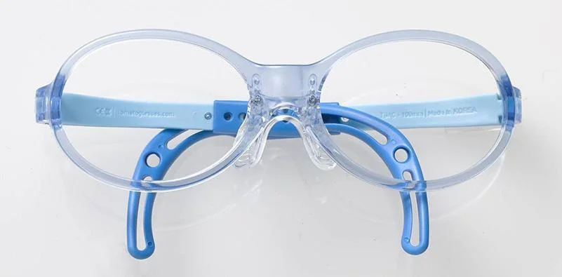 A pair of blue and clear glassesDescription automatically generated